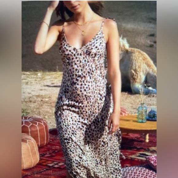 Kivari the Label Stone Leopard Midi Slip Dress, Size Large - Picture 2 of 11